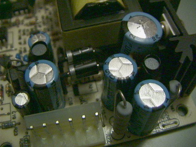 Photo of E-mu power supply capacitors